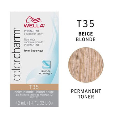 Wella Color Charm Permanent Liquid Toner – T35 Beige Blonde – 1.4 fl oz - ANNS BEAUTY SUPPLY
